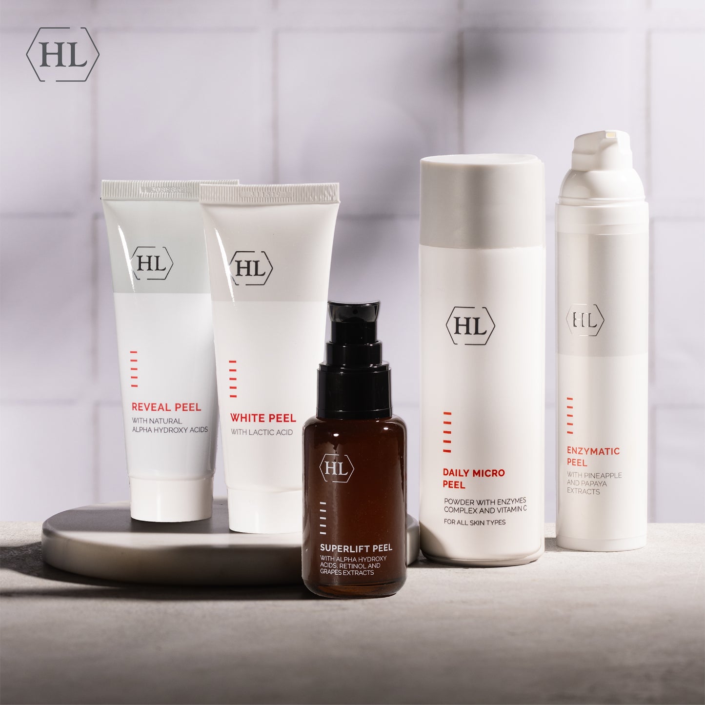 HL Enzymatic Peel bottle and packaging on a white background